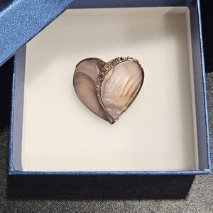Monet Heart Brooch with Gold and Brown Hues